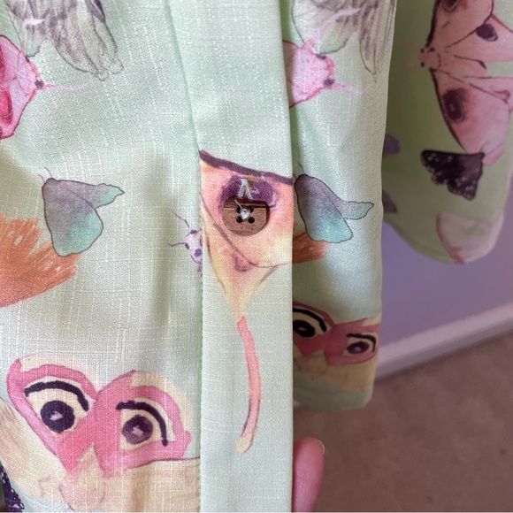 Hutch Mint Green Butterfly Print Flowy Midi Dress Fairycore Cottagecore Spring - Picture 13 of 16